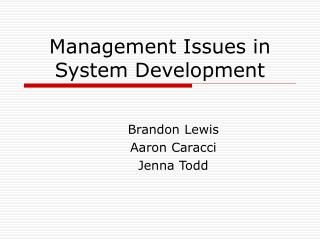 Management Issues in System Development