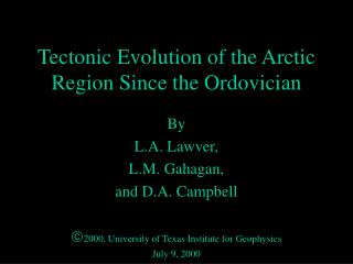 Tectonic Evolution of the Arctic Region Since the Ordovician