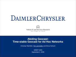 Abiding Geocast: Time-stable Geocast for Ad Hoc Networks