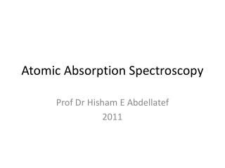 Atomic Absorption Spectroscopy