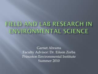 Field and Lab Research in Environmental Science