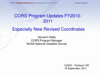 Giovanni Sella CORS Program Manager NOAA-National Geodetic Survey