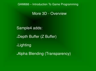 GAM666 – Introduction To Game Programming