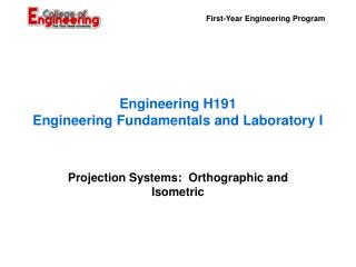 Engineering H191 Engineering Fundamentals and Laboratory I