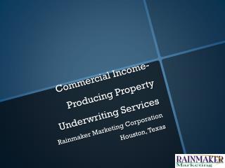 Commercial Income-Producing Property Underwriting Services
