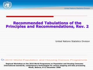 Recommended Tabulations of the Principles and Recommendations, Rev. 2