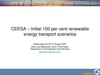 CEESA – Initial 100 per cent renewable energy transport scenarios