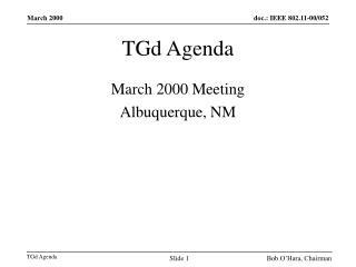 TGd Agenda