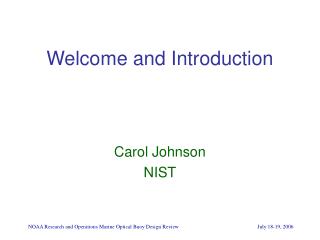 Welcome and Introduction