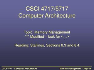 CSCI 4717/5717 Computer Architecture