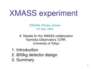 Introduction 800kg detector design Summary