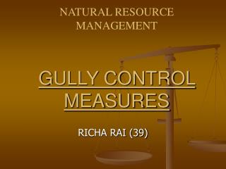 GULLY CONTROL MEASURES