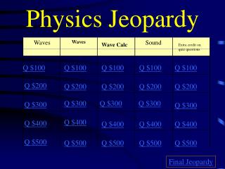 Physics Jeopardy