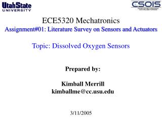 Prepared by: Kimball Merrill kimballme@ccu