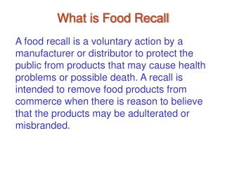 What is Food Recall