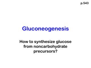 Gluconeogenesis