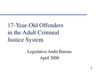 17-Year-Old Offenders in the Adult Criminal Justice System