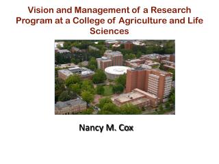 Vision and Management of a Research Program at a College of Agriculture and Life Sciences