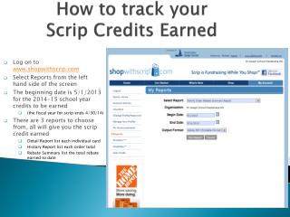 How to track your Scrip Credits Earned