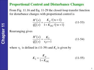 Proportional Control and Disturbance Changes