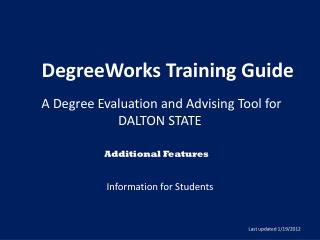 DegreeWorks Training Guide