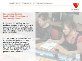 Engineering Diploma Level 2 Unit 2 Investigating Engineering Design