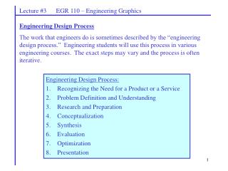 Lecture #3 EGR 110 – Engineering Graphics