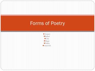 Forms of Poetry