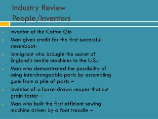 Industry Review People/Inventors