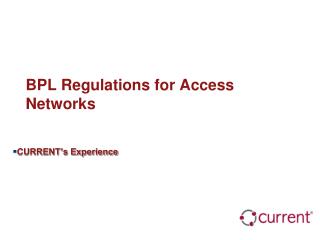 BPL Regulations for Access Networks