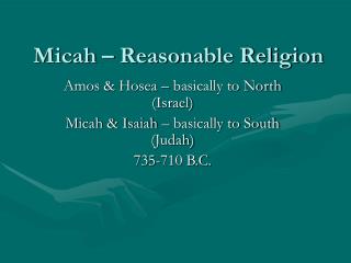 Micah – Reasonable Religion