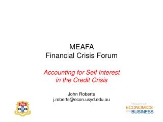 MEAFA Financial Crisis Forum