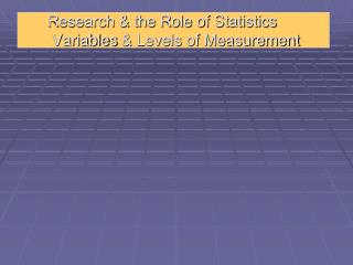 Research &amp; the Role of Statistics Variables &amp; Levels of Measurement