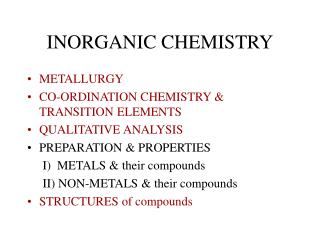INORGANIC CHEMISTRY