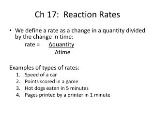 Ch 17: Reaction Rates
