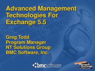 Advanced Management Technologies For Exchange 5.5