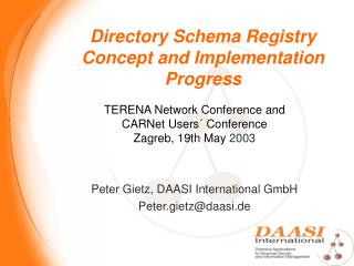 Directory Schema Registry Concept and Implementation Progress