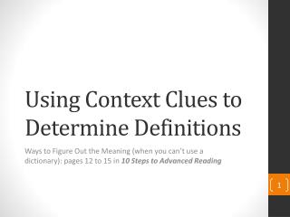 Using Context Clues to Determine Definitions