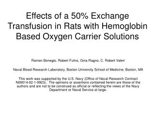 Effects of a 50% Exchange Transfusion in Rats with Hemoglobin Based Oxygen Carrier Solutions