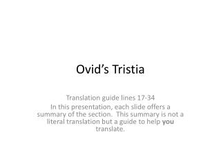 Ovid’s Tristia