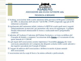 ASABERG ASSOCIAZIONE delle SCUOLE AUTONOME della PROVINCIA di BERGAMO