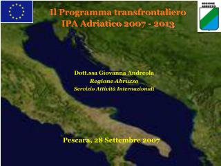 Il Programma transfrontaliero IPA Adriatico 2007 - 2013