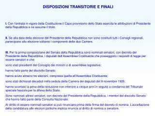 DISPOSIZIONI TRANSITORIE E FINALI