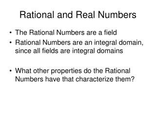 Rational and Real Numbers
