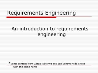 Requirements Engineering