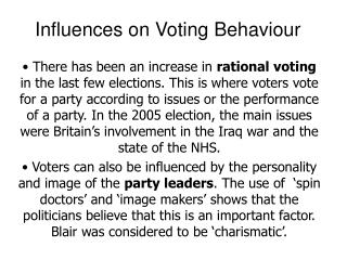 Influences on Voting Behaviour