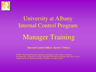 University at Albany Internal Control Program