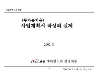 ( 투자유치용 ) 사업계획서 작성의 실제