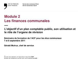 Séminaire de formation de l’ACF pour les élus communaux 7 et 8 septembre 2011