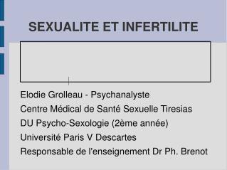 SEXUALITE ET INFERTILITE